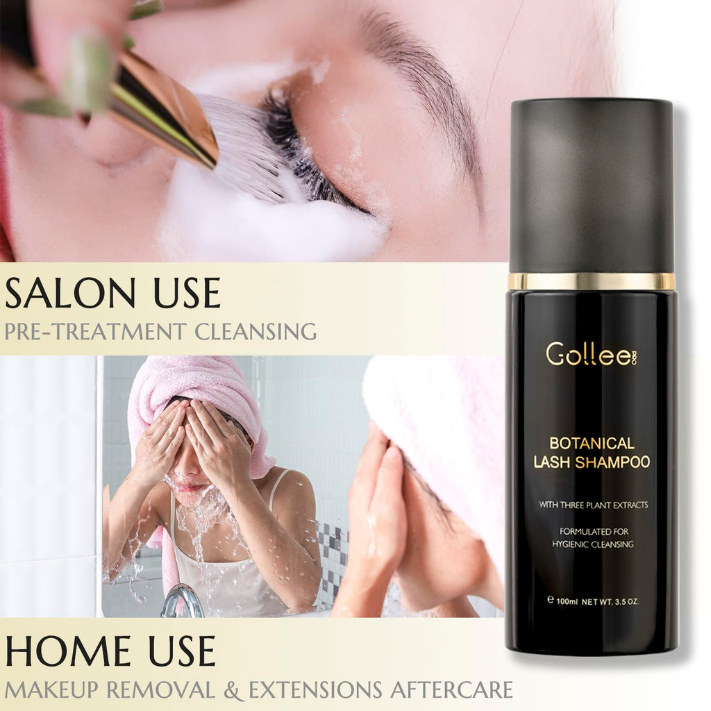 GOLLEEPRO Lash Shampoo – 100 ml Eyelash Extension Cleanser with Brush (Paraben & Sulfate Free)