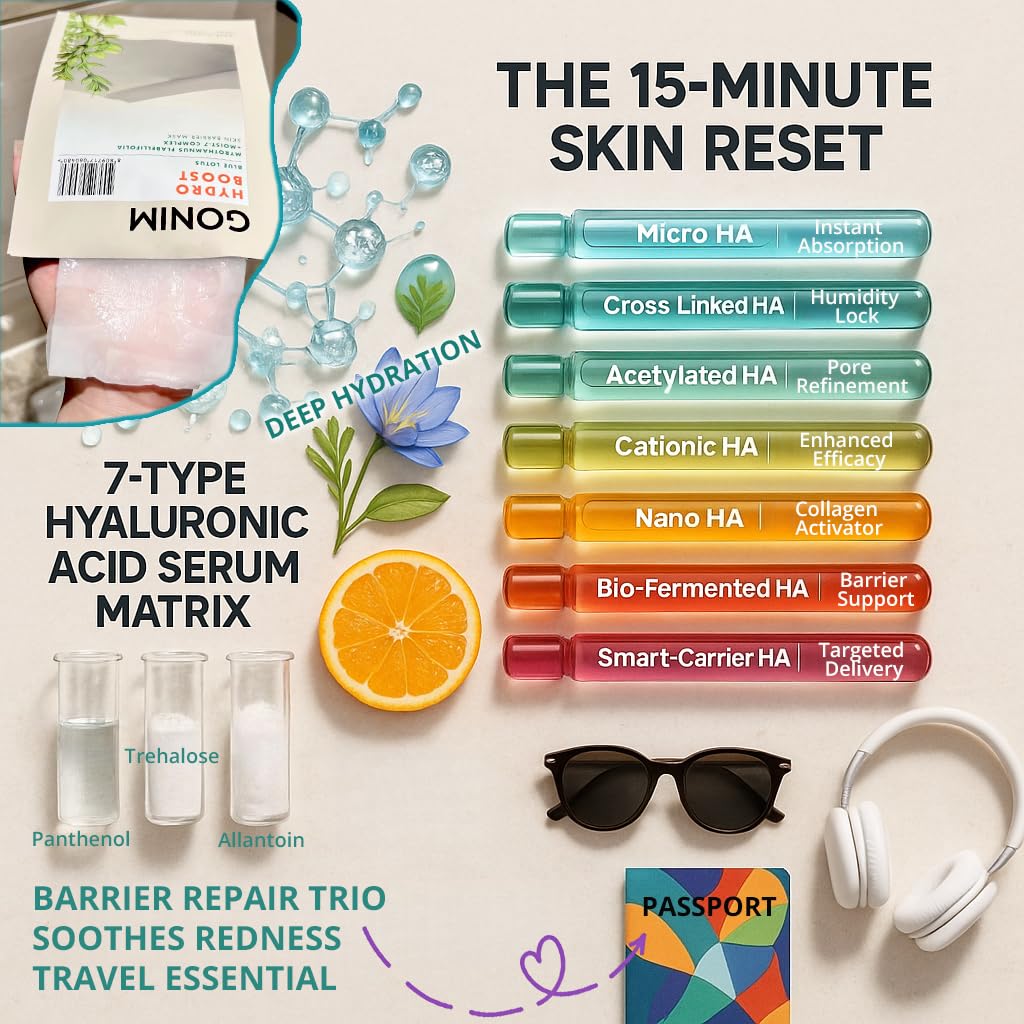 GONIM Face Mask with 7x Hyaluronic Acid & Vitamin C — Hydration & Collagen Activation (30ml x10)