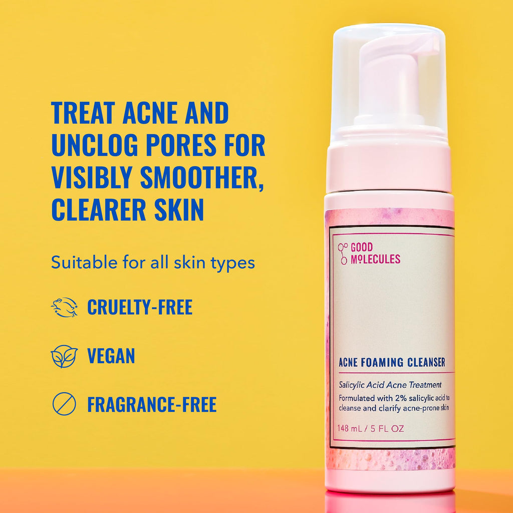 Good Molecules Acne Foaming Cleanser – 2% Salicylic Acid Foam Cleanser for Clearer Skin