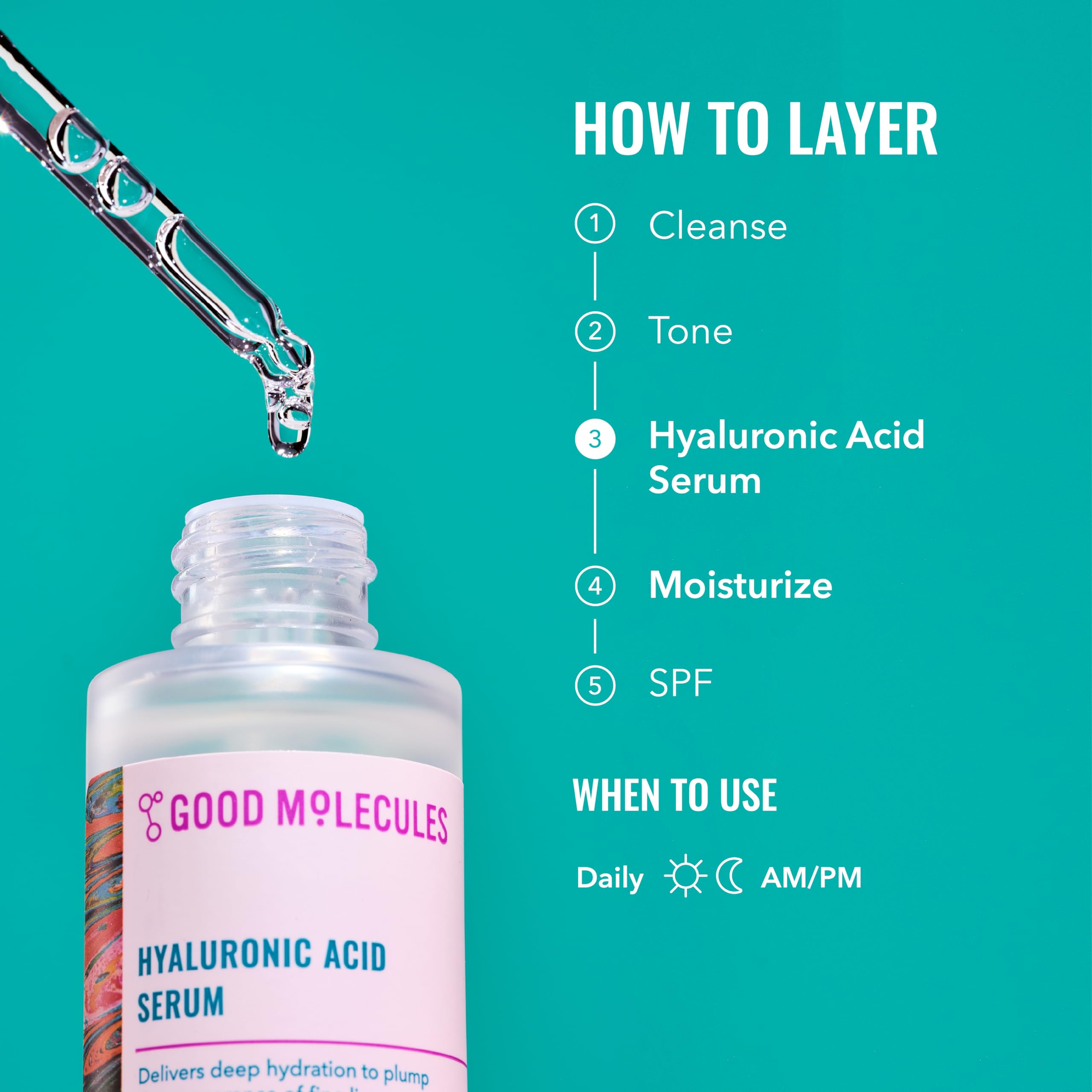 Good Molecules Hyaluronic Acid Serum Pack 3 – 30 ml Each | 1% HA, Lightweight Hydration