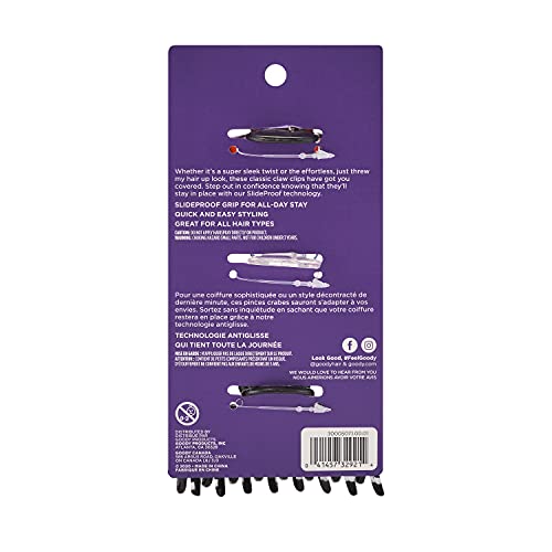 Goody Classics Claw Hair Clip Medspiral – 3 Pack, Large Contoured Claw Clips (Brown, Clear, Black)