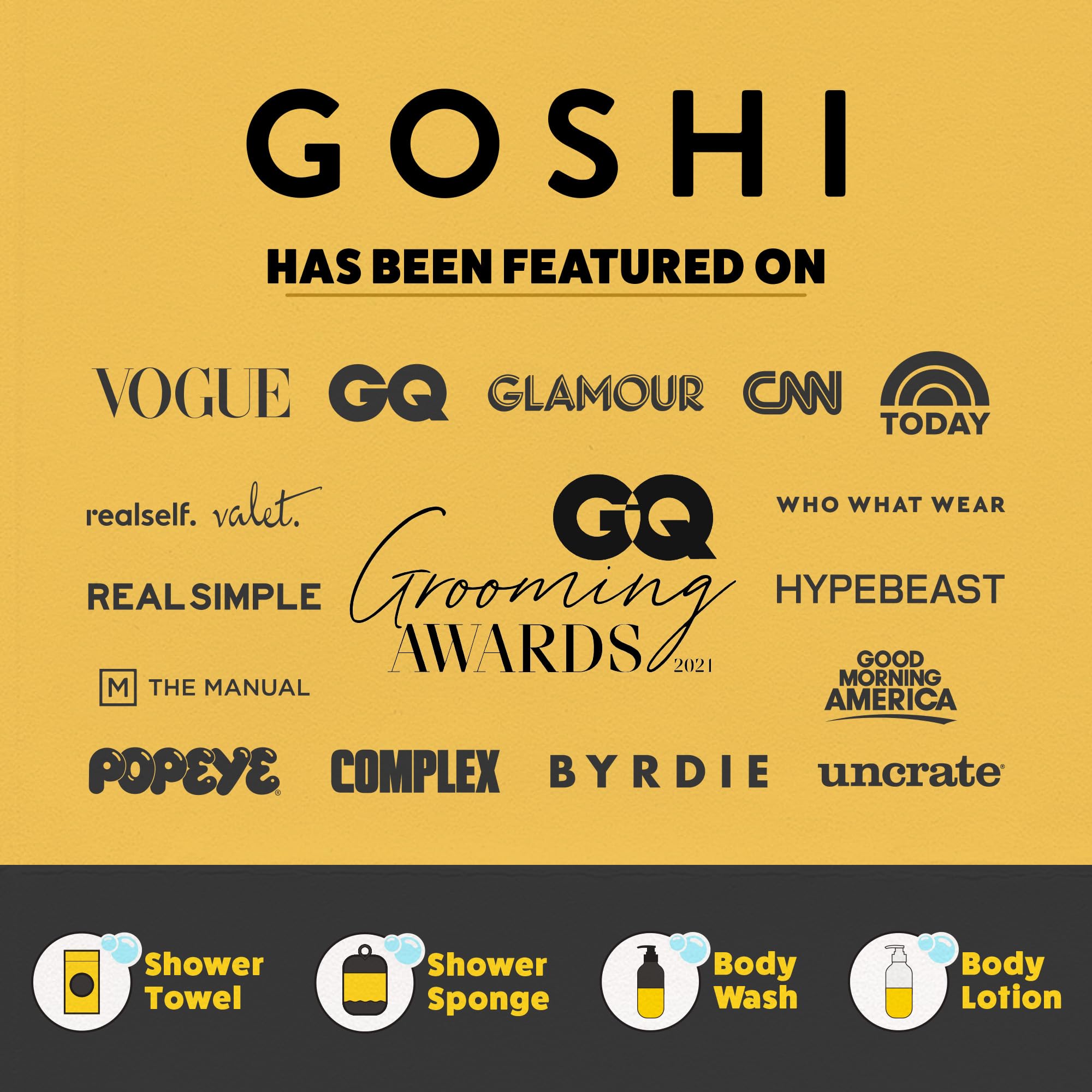 GOSHI Exfoliating Shower Sponge – Rip-Resistant, Rapid-Dry (Japan Made)