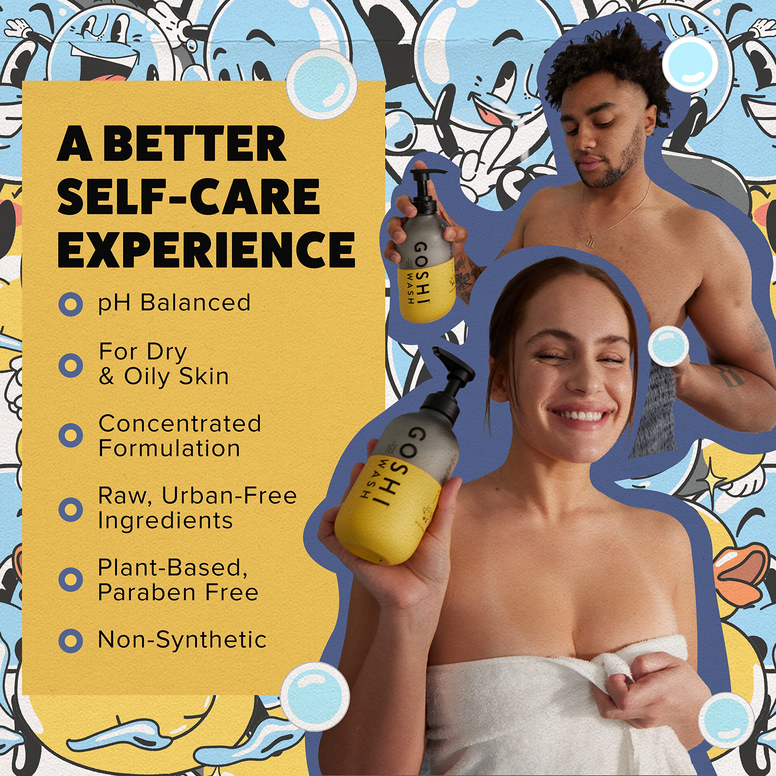 GOSHI Super Vitamin Body Wash 3.4 oz – pH-Balanced Exfoliating Cleanser for All Skin Types