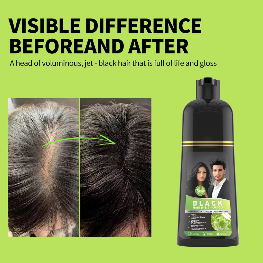 gowwim Black Hair Dye Shampoo – Plant-Based Instant Grey Coverage (Black5)