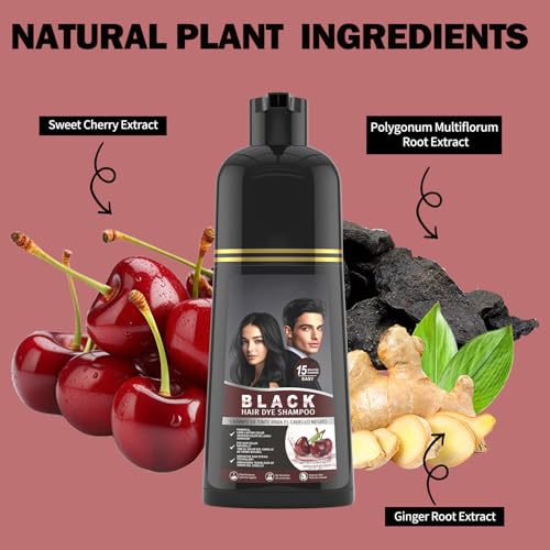 gowwim Black Hair Dye Shampoo | Plant-Based Instant Gray Coverage