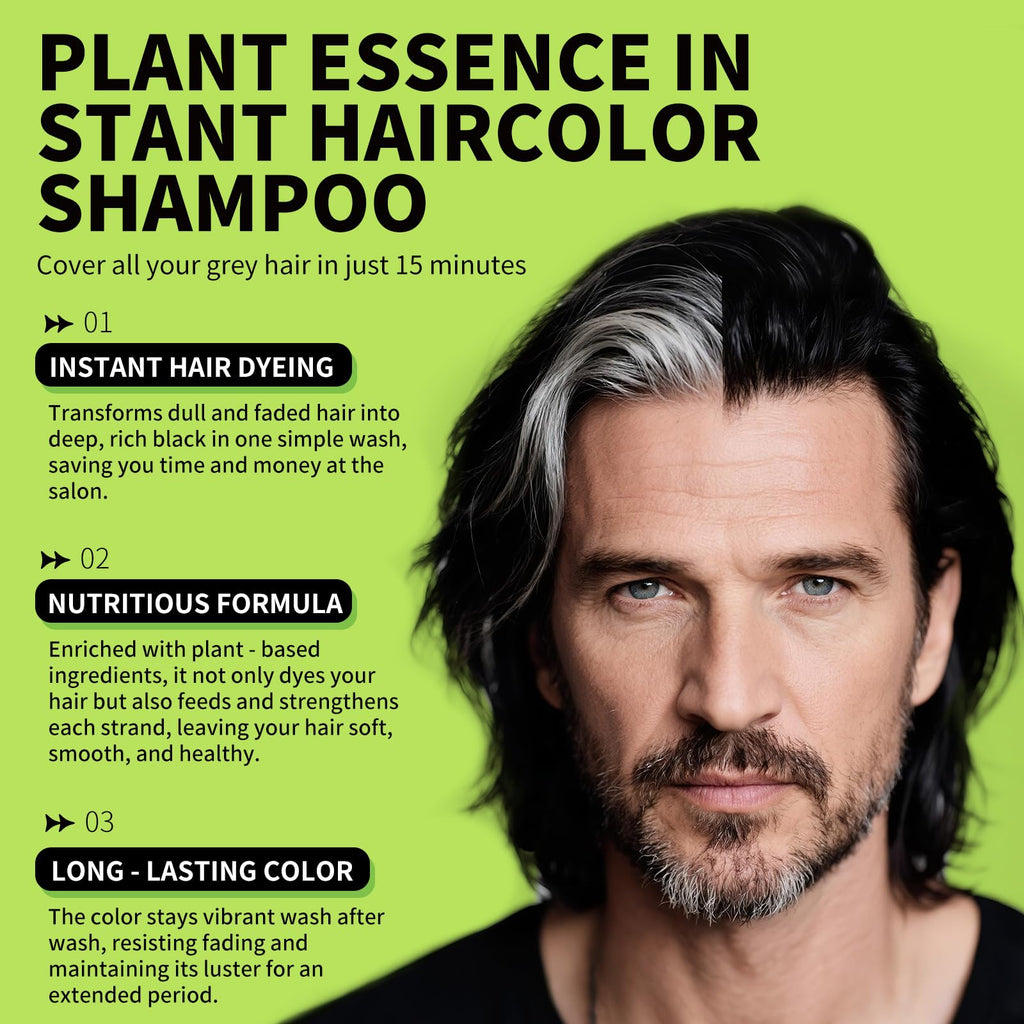 gowwim Black Hair Dye Shampoo – Plant-Based Instant Grey Coverage (Black5)