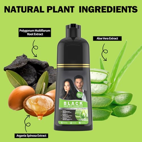 gowwim Black Hair Dye Shampoo – Plant-Based Semi-Permanent Gray Coverage