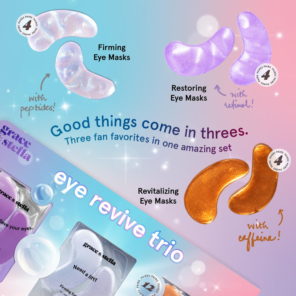 Grace & Stella Under Eye Patches (12 Pairs) – Brighten Dark Circles, Puffiness | Vegan & Cruelty-Free