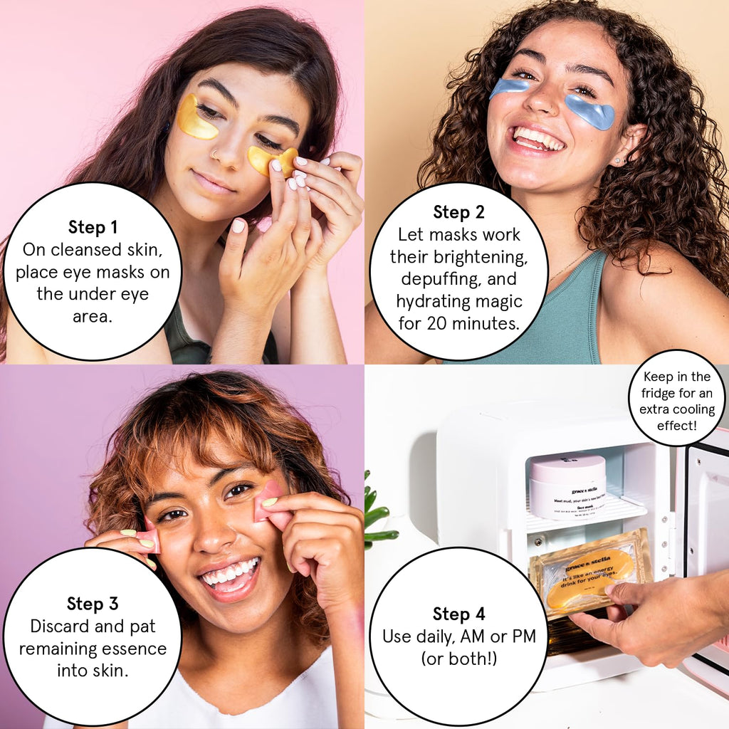 Grace & Stella Under Eye Patches (12 Pairs) – Brighten Dark Circles, Puffiness | Vegan & Cruelty-Free