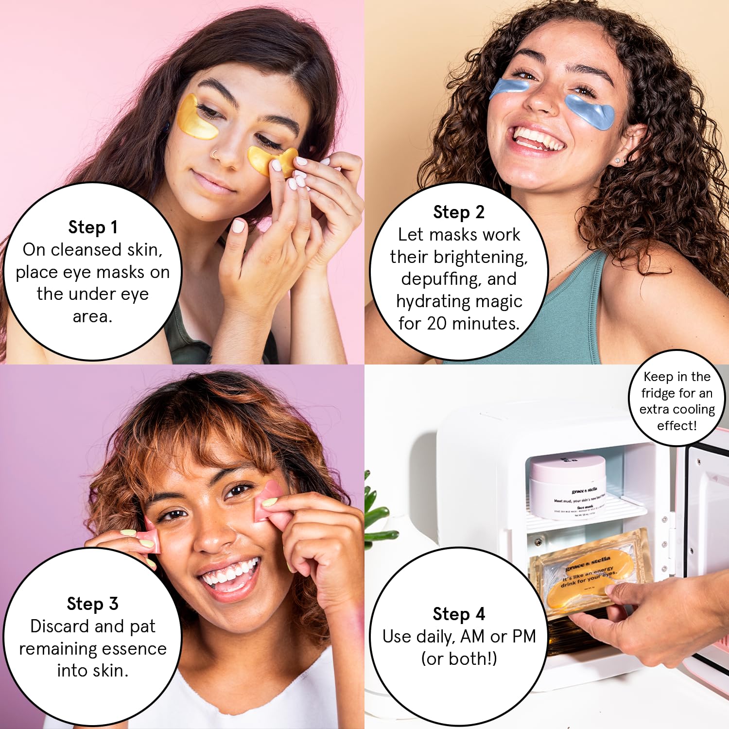 Grace & Stella Under Eye Patches (12 Pairs) – Brighten Dark Circles, Puffiness | Vegan & Cruelty-Free