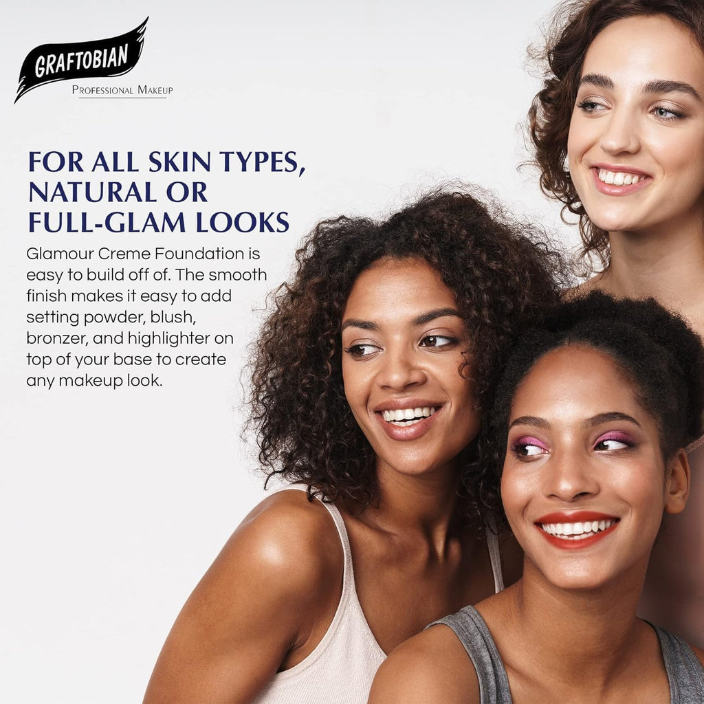 Graftobian HD Glamour Creme Foundation 1/2oz – Weightless Full Coverage, 65 Shades, For All Skin Types | Natural Talent