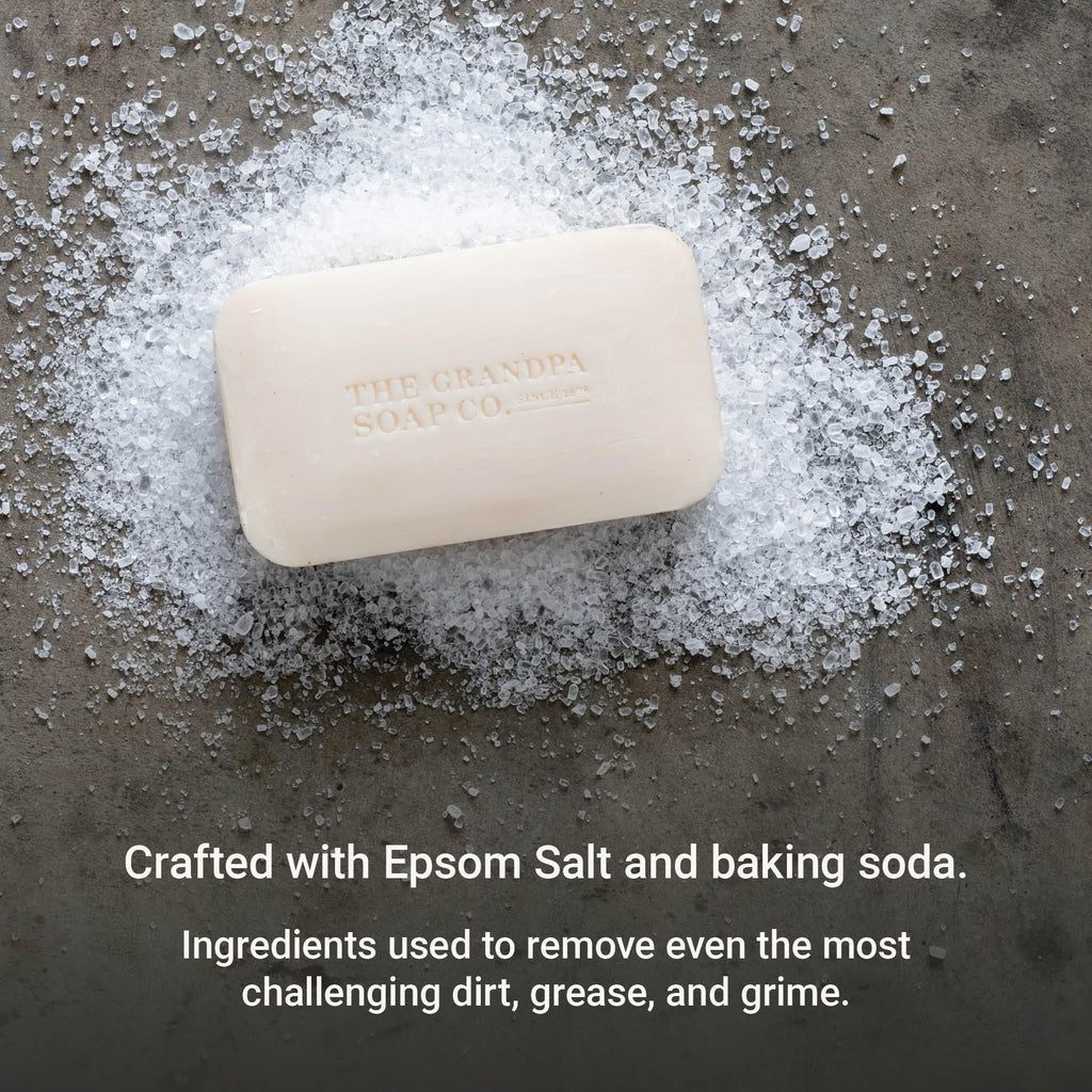 The Grandpa Soap Company Epsom Salt Bar Soap – Deep Cleansing, Vegan, 3 Pack (4.25 oz each)