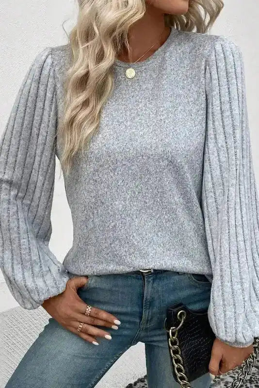 Ribbed Bishop Sleeve Top Women UK