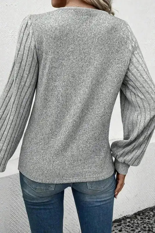 Ribbed Bishop Sleeve Top Women UK