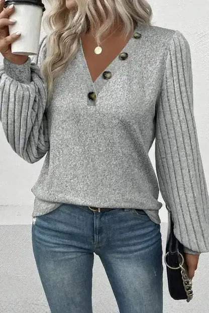 Ribbed Bishop Sleeve Top Women UK