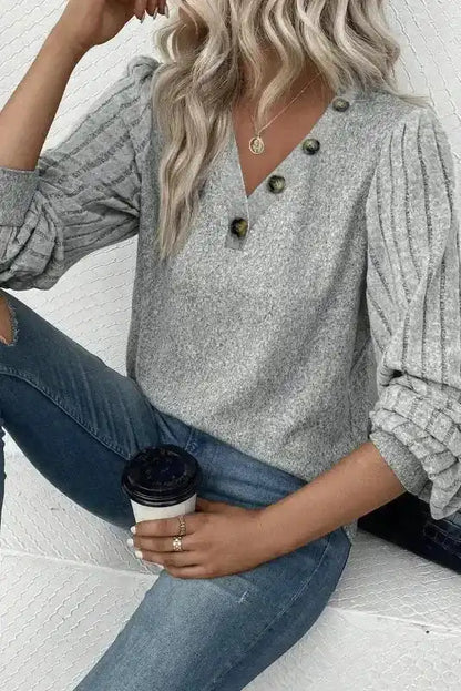 Ribbed Bishop Sleeve Top Women UK