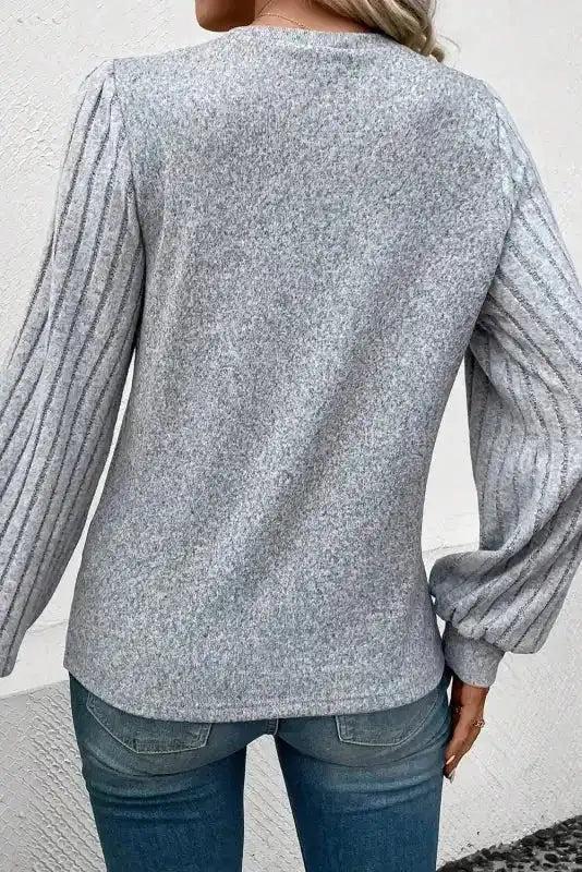 Ribbed Bishop Sleeve Top Women UK
