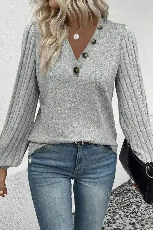 Ribbed Bishop Sleeve Top Women UK