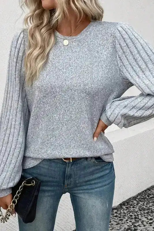 Ribbed Bishop Sleeve Top Women UK