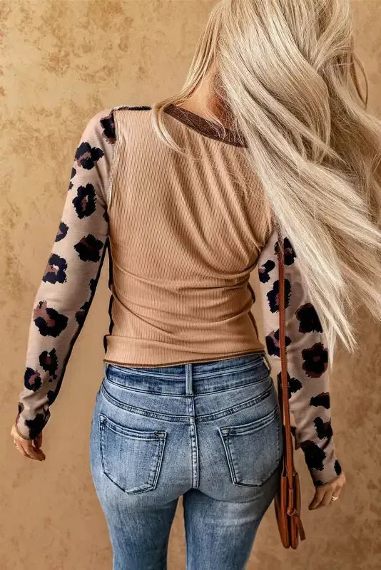 Exposed Seam Color Block Ribbed Knit Top Women UK