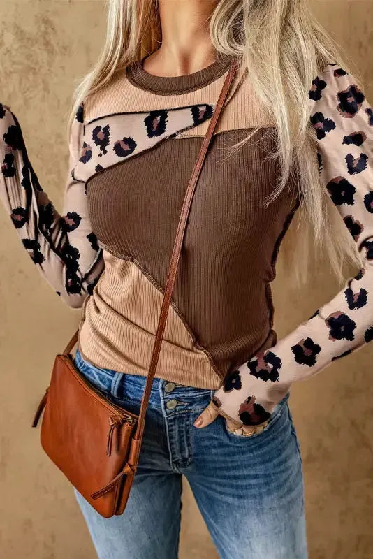 Exposed Seam Color Block Ribbed Knit Top Women UK