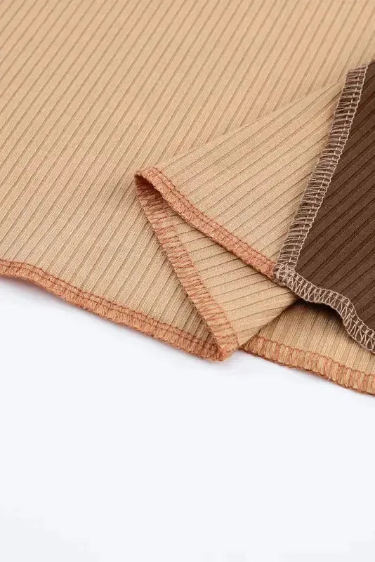 Exposed Seam Color Block Ribbed Knit Top Women UK