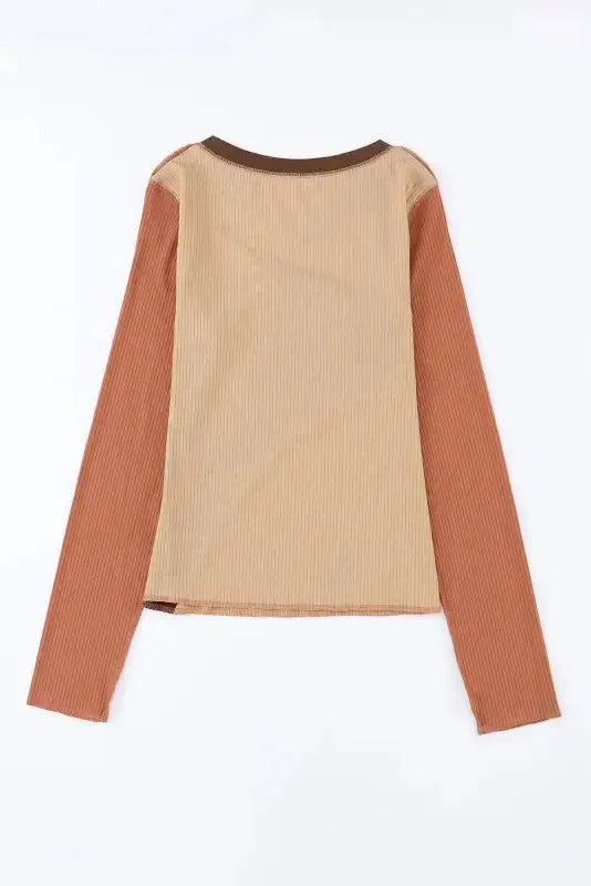 Exposed Seam Color Block Ribbed Knit Top Women UK