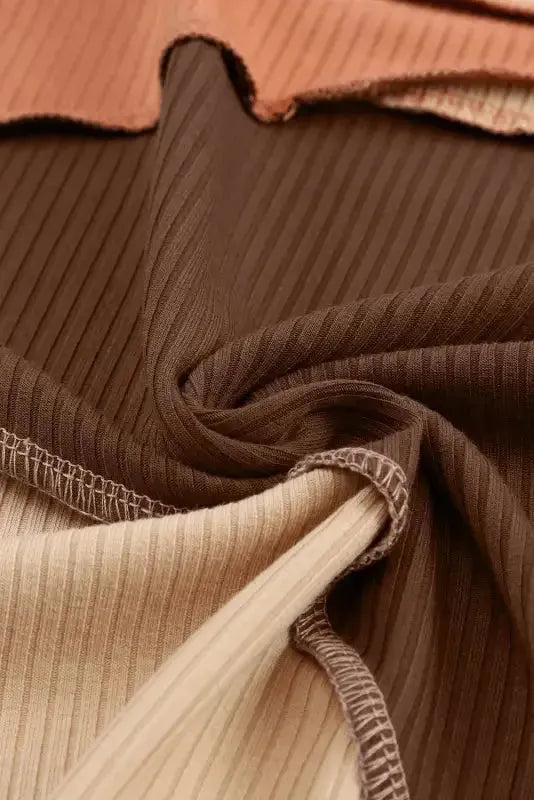 Exposed Seam Color Block Ribbed Knit Top Women UK