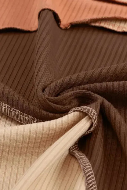 Exposed Seam Color Block Ribbed Knit Top Women UK