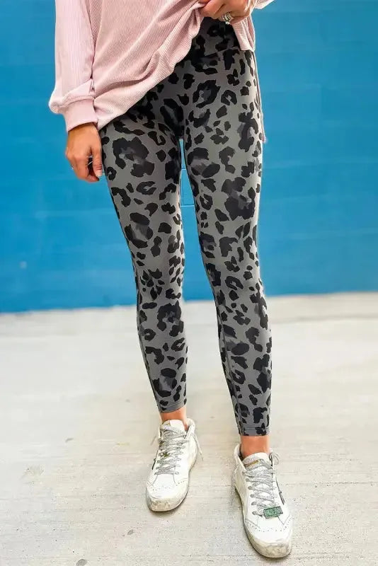 Gray Leopard  Active Leggings