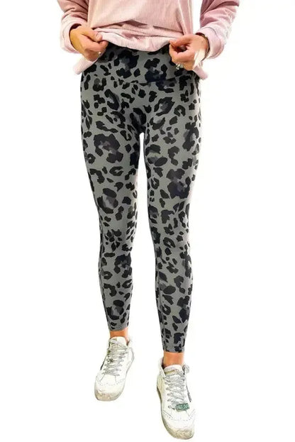 Gray Leopard  Active Leggings