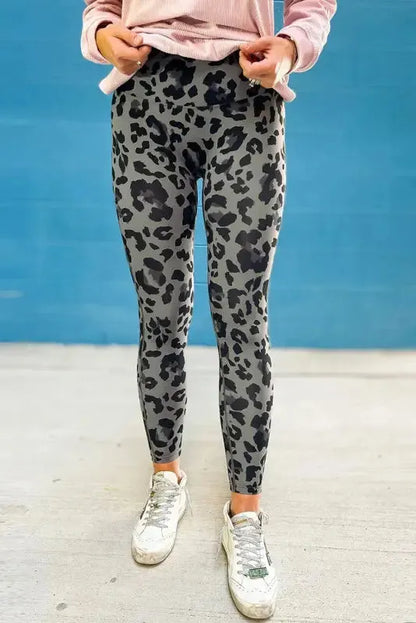 Gray Leopard  Active Leggings