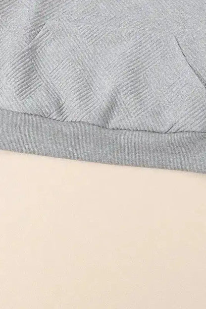 Gray Textured Kangaroo Pocket Drawstring Hooded Mini Dress
