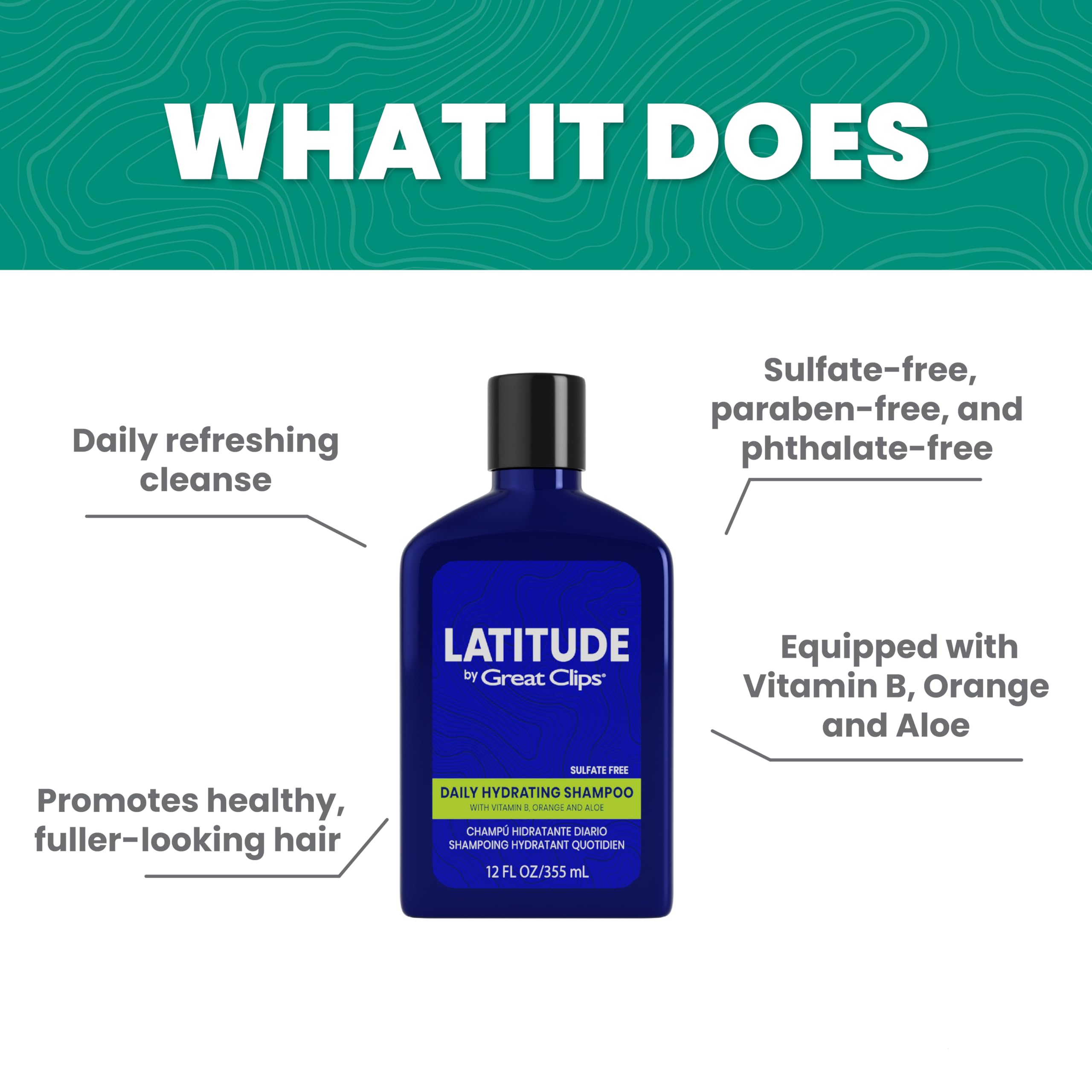 GREAT CLIPS Latitude Daily Hydrating Shampoo – Full, Healthy Hair for All Hair Types | 32oz