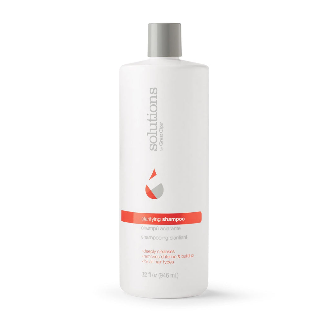 GREAT CLIPS Solutions Clarifying Shampoo — 32 oz | Removes Build-Up | All Hair Types | Great for Swimmers