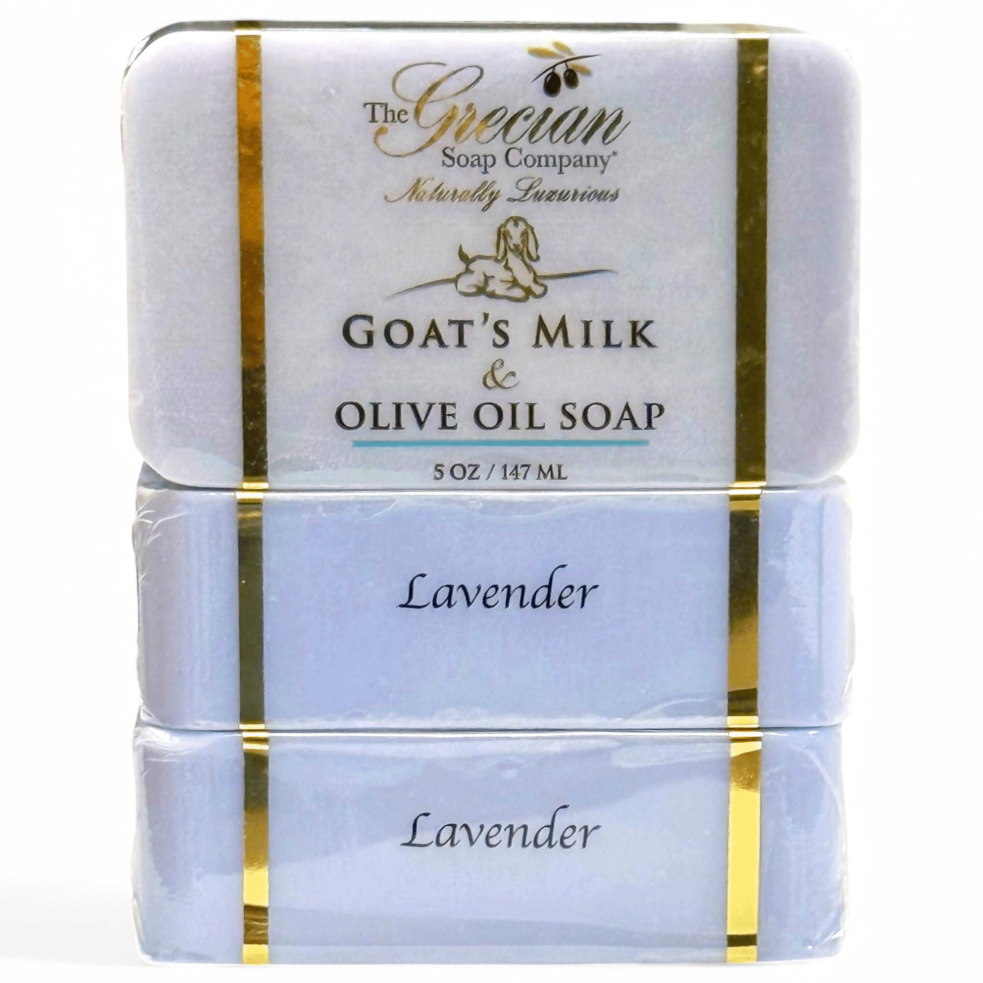 The Grecian Soap Company Goat Milk & Olive Oil Soap Bar – Lavender 3-Pack