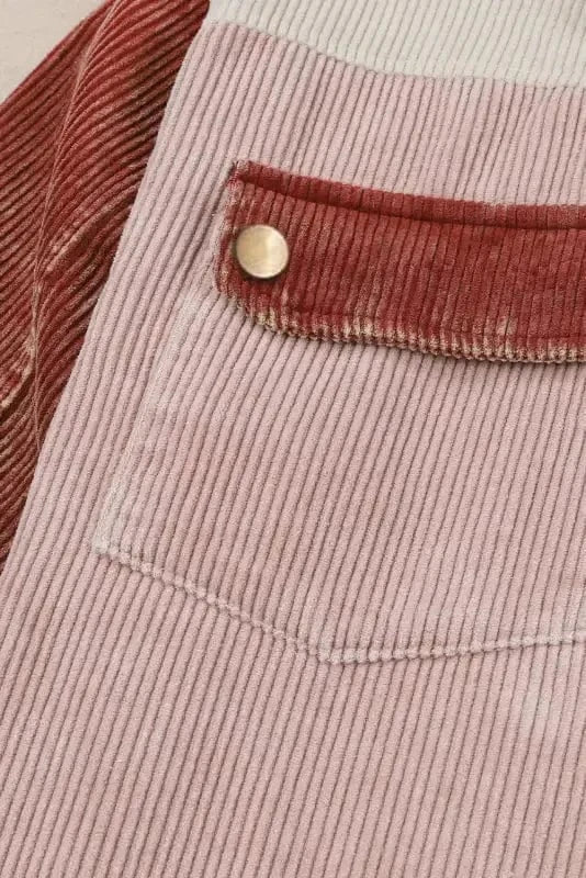 Color Block Hooded Corduroy Jacket Women UK
