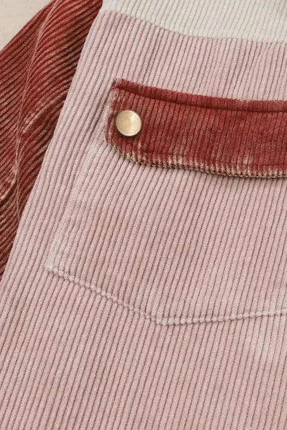 Color Block Hooded Corduroy Jacket Women UK