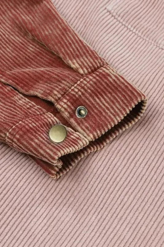 Color Block Hooded Corduroy Jacket Women UK
