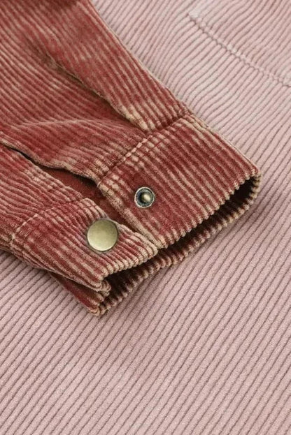 Color Block Hooded Corduroy Jacket Women UK