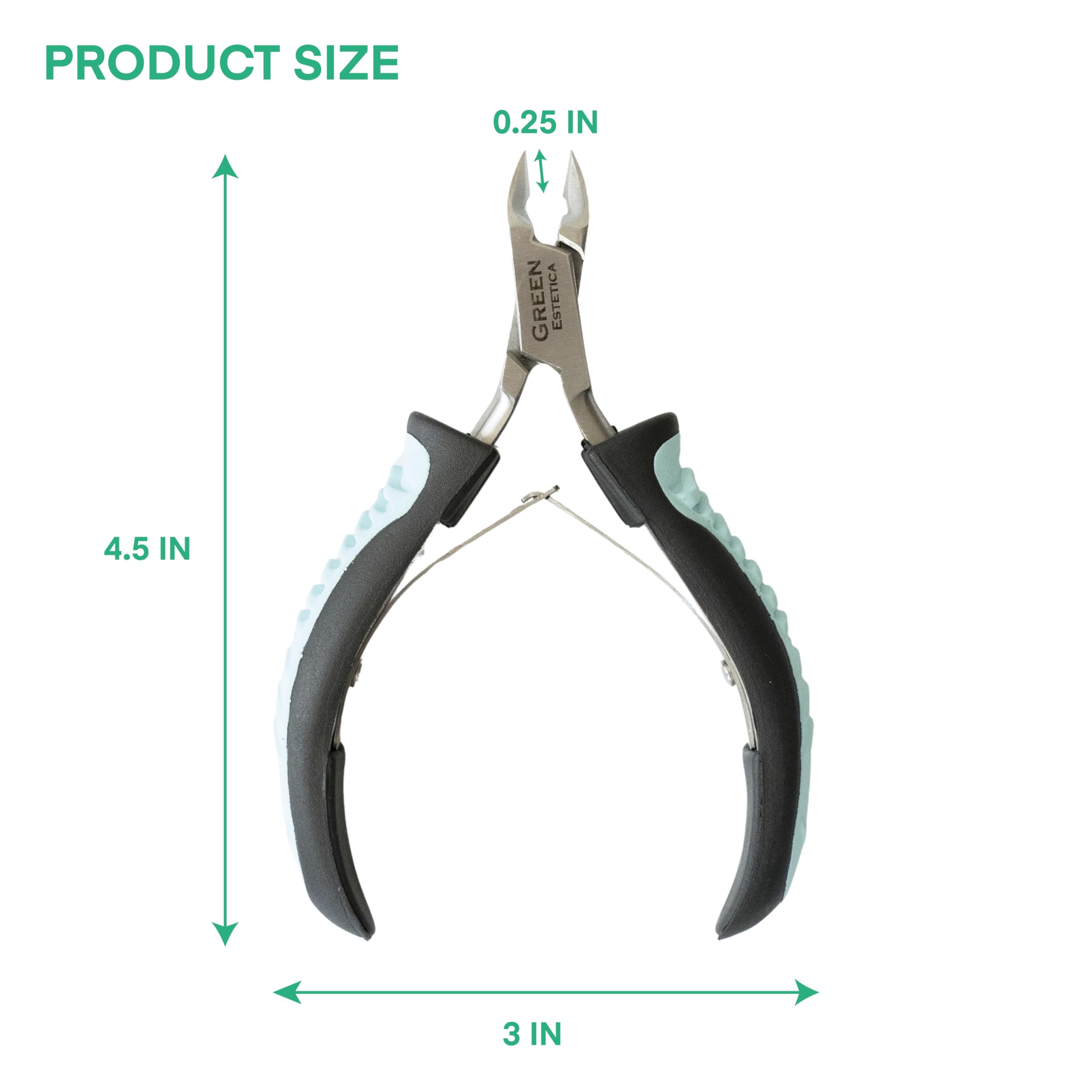 Green Estetica Cuticle Trimmer with Non-Slip Grip – Premium Stainless Steel Cuticle Nippers