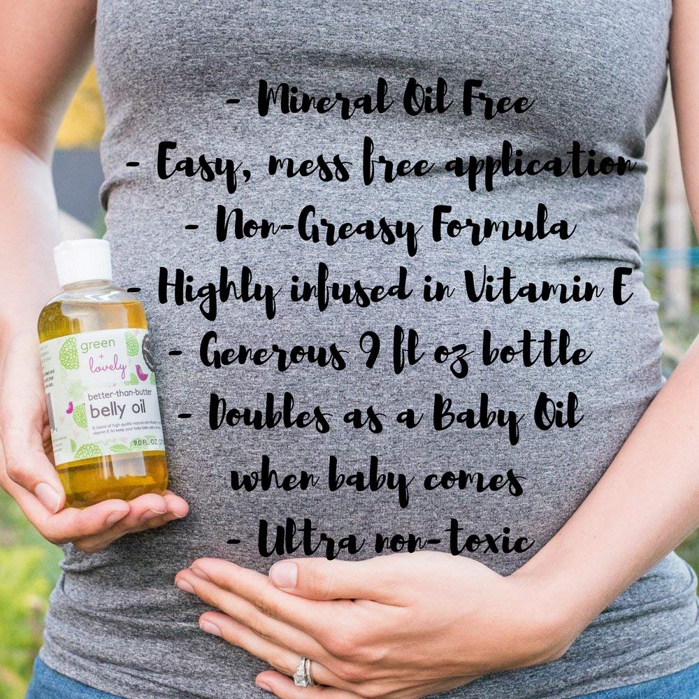 Green + Lovely Better Than Butter Belly Oil | Pregnancy Stretch Mark Prevention and Skin Elasticity (9 oz Lavender)