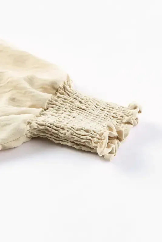 Smocked Wrist Top Long Sleeve Shift Loose Fit