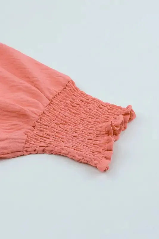 Smocked Wrist Top Long Sleeve Shift Loose Fit