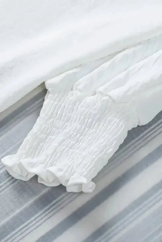 Smocked Wrist Top Long Sleeve Shift Loose Fit