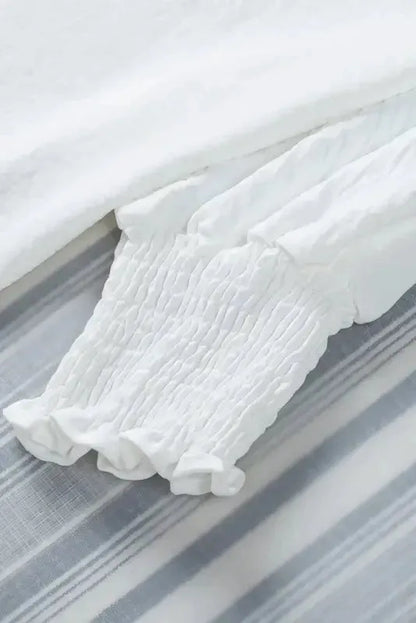 Smocked Wrist Top Long Sleeve Shift Loose Fit