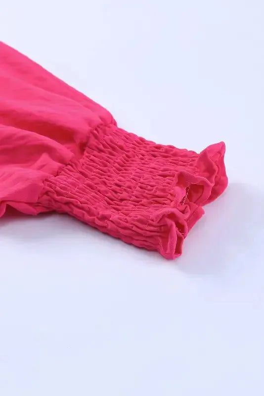 Smocked Wrist Top Long Sleeve Shift Loose Fit