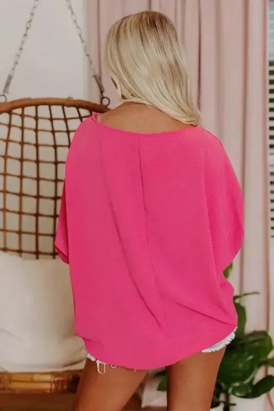 Smocked Wrist Top Long Sleeve Shift Loose Fit