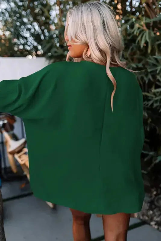 Smocked Wrist Top Long Sleeve Shift Loose Fit