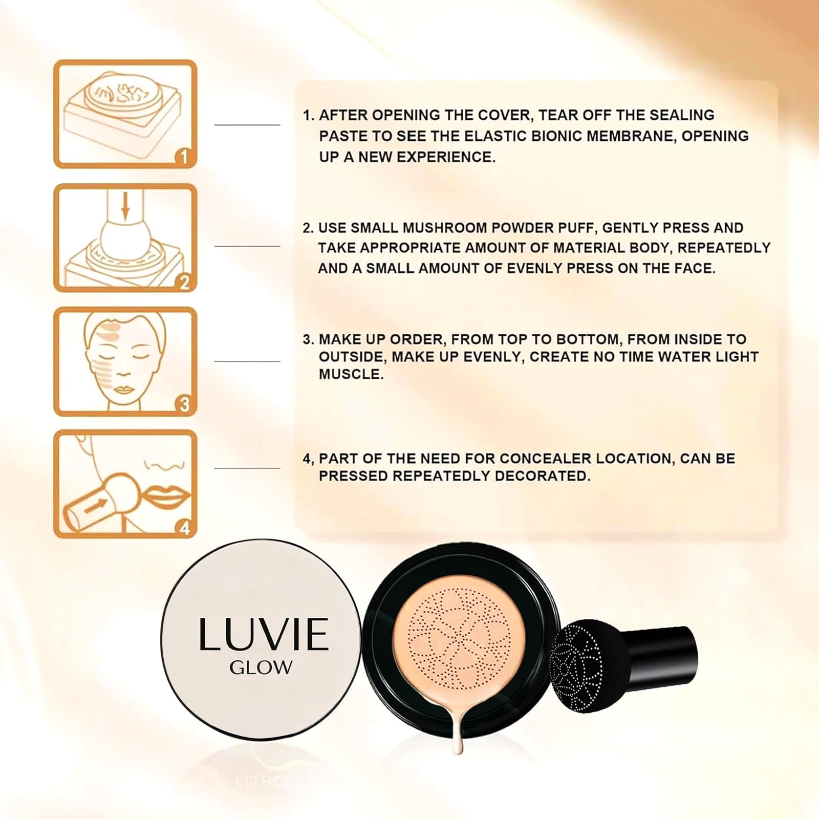 Green Tomato Luvie Glow Foundation Cushion – Hydrating, Buildable Coverage (Warm, 0.64 oz)